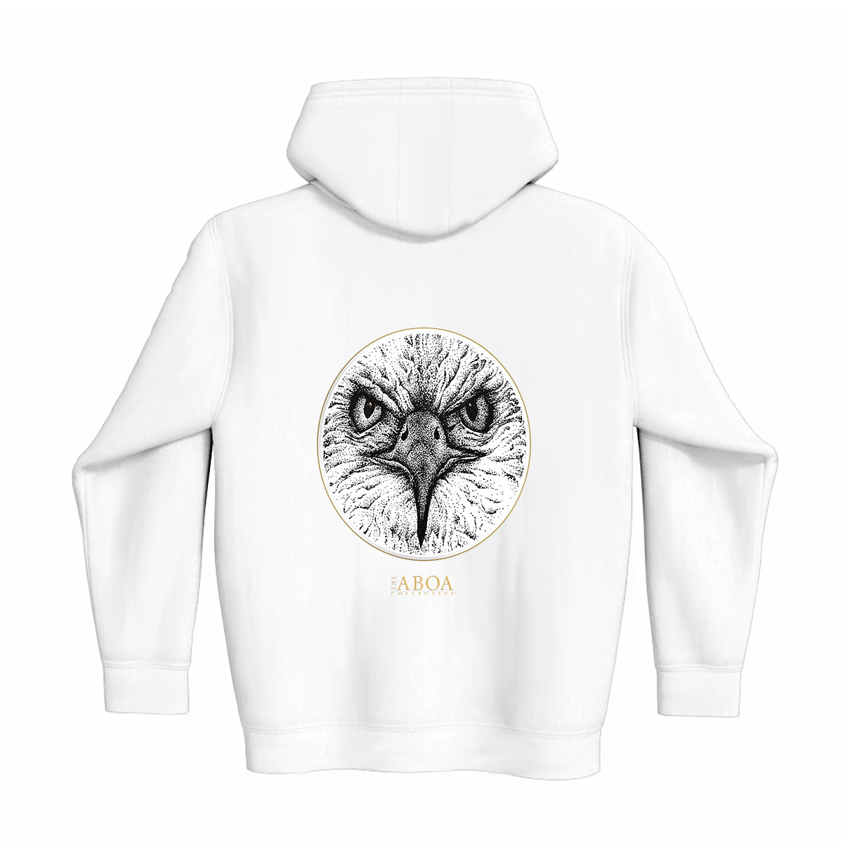lifestyle apparel, casual clothing, unisex, stippled ink, ink art, pointillism, dot work, animal art, eagle, portrait, birds, birds of prey, winter looks, winter fashion, winter wear, streetwear, fleece