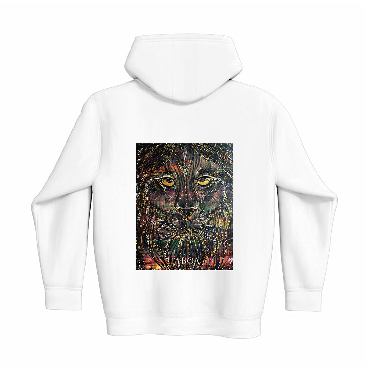 lifestyle apparel, casual clothing, unisex, stippled ink, ink art, pointillism, dot work, animal art, lion, portrait, abstract portrait, pointillism, king, lion art, fierce, humble, winter wear, winter fashion, winter looks, streetwear, fleece