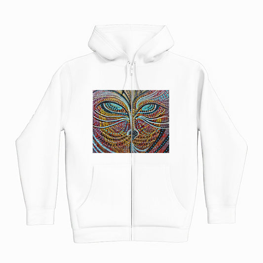 lifestyle apparel, casual clothing, unisex, stippled ink, ink art, pointillism, dot work, animal art, fox, portrait, abstract portrait, pointillism, hoodie, hoodie, hoody season, fleece, winter looks, winter fashion, winter wear, streetwear
