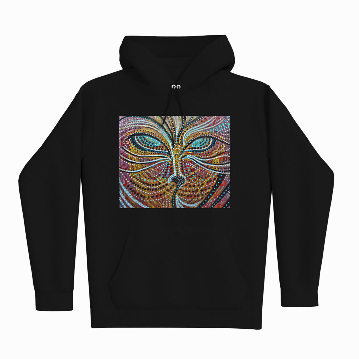 lifestyle apparel, casual clothing, unisex, stippled ink, ink art, pointillism, dot work, animal art, fox, portrait, abstract portrait, pointillism, hoodie, hoody, hoody season, fleece, winter fashion