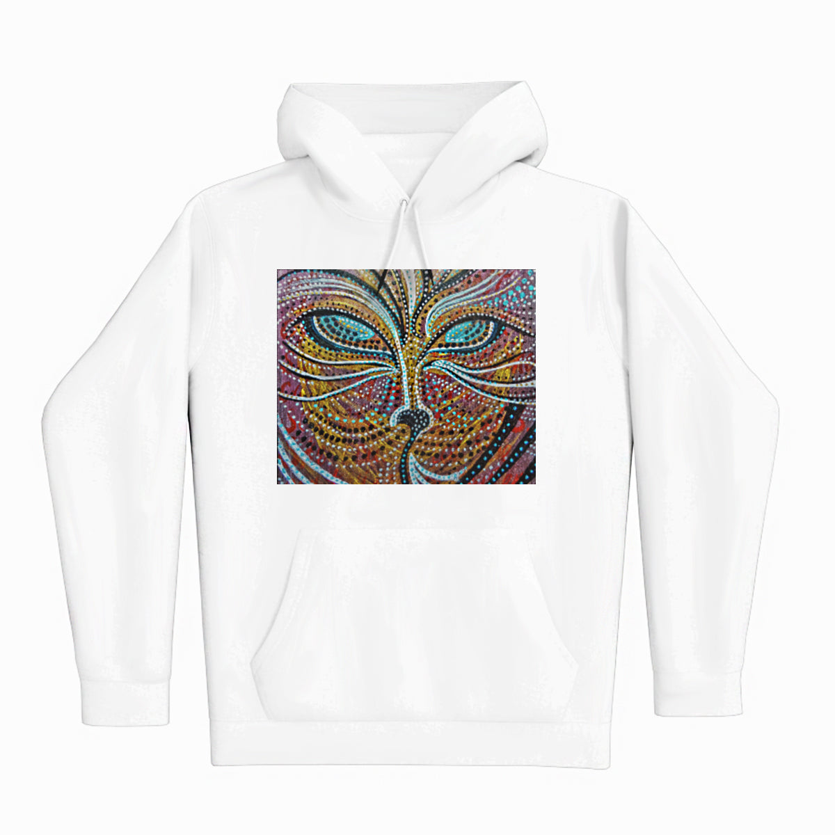 lifestyle apparel, casual clothing, unisex, stippled ink, ink art, pointillism, dot work, animal art, fox, portrait, abstract portrait, pointillism, hoodie, hoody, hoody season, fleece, winter fashion