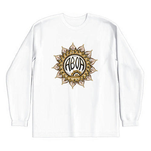 lifestyle apparel, casual clothing, logo tee, unisex, long sleeve, winter. looks, winter fashion, winter wear, streetwear, mandala, vector drawing, digital, gold