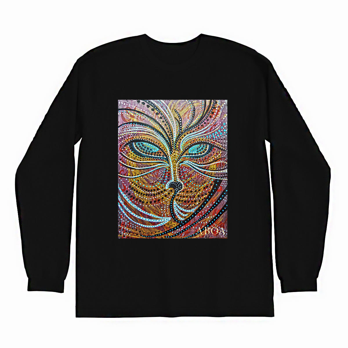 lifestyle apparel, casual clothing, unisex, stippled ink, ink art, pointillism, dot work, animal art, fox, portrait, abstract portrait, pointillism, long sleeve, long sleeve tee, winter fashion, winter wear, winter looks, streetwear