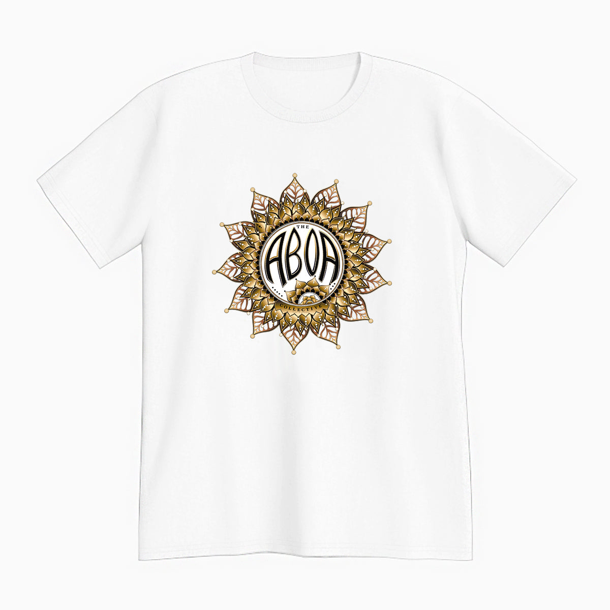 lifestyle apparel, casual clothing, logo tee, unisex, t-shirt, tees, mandala, mandala art, vector drawing, digital art, gold