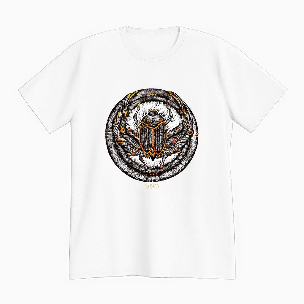 lifestyle apparel, casual clothing, unisex, stippled ink, ink art, pointillism, dot work, animal art, scarab, beetle, ink, black and white, stipple, tees, t-shirt