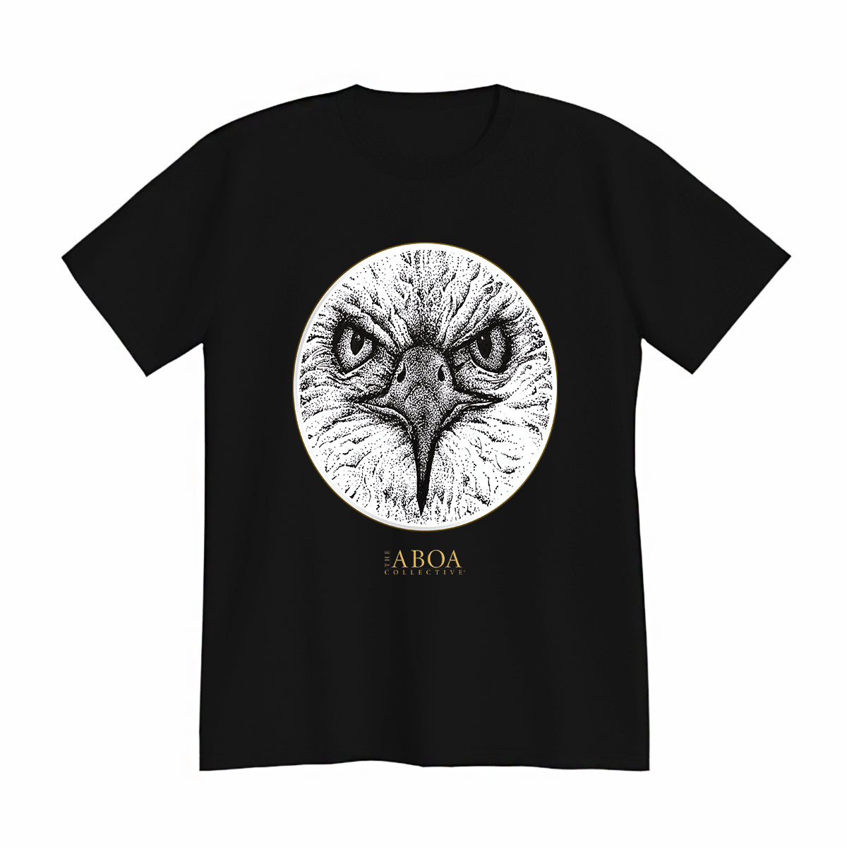 lifestyle apparel, casual clothing, logo tee, unisex, stippled ink, ink art, pointillism, dot work, animal art, eagle, portrait, birds, birds of prey, tees, t-shirt