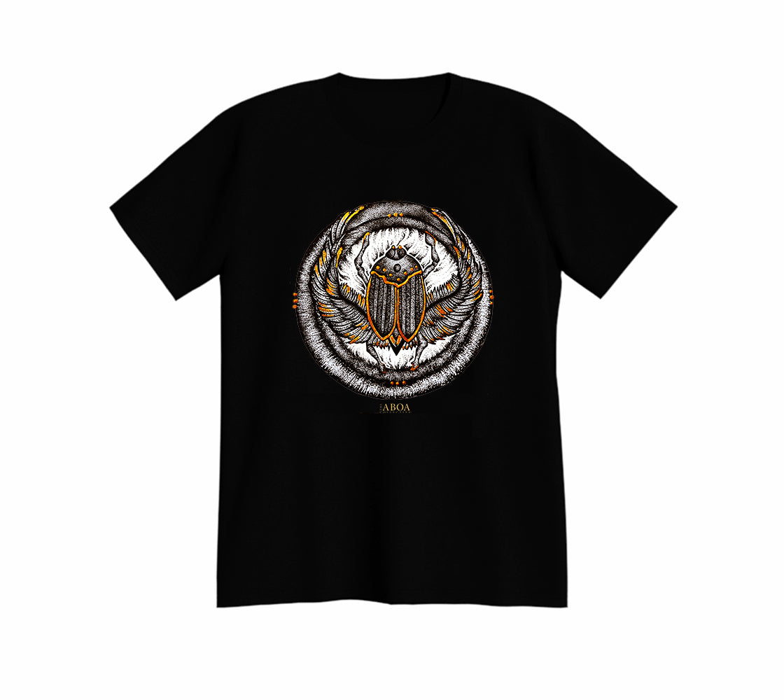 lifestyle apparel, casual clothing, unisex, stippled ink, ink art, pointillism, dot work, animal art, scarab, beetle, ink, black and white, stipple, tees, t-shirt
