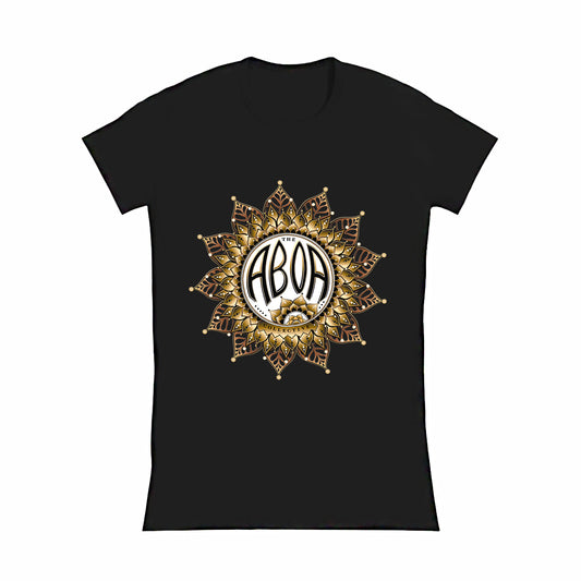 lifestyle apparel, casual clothing, logo tee, unisex, t-shirt, tees, women's wear, women's fashion, mandala, vector drawing, digital, gold