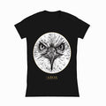 lifestyle apparel, casual clothing, unisex, stippled ink, ink art, pointillism, dot work, animal art, eagle, portrait, birds, birds of prey, stipple ink, women's tee, women's fashion, women's wear