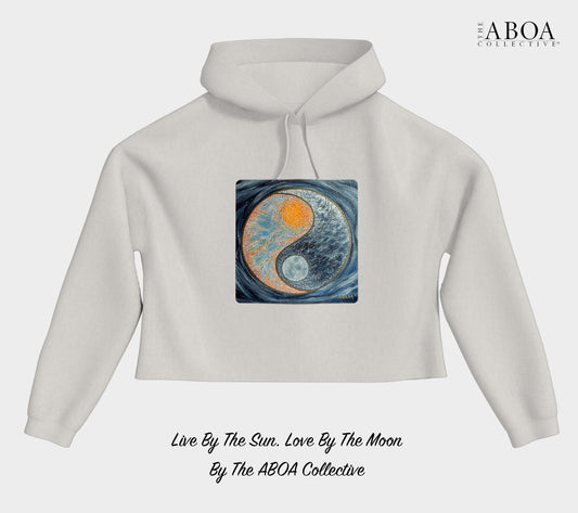 yin yang, sun and moon, artsy, artwork, cropped hoody, hoody, resort wear, fashion art, fashion design, activewear, lifestyle apparel, athletic wear