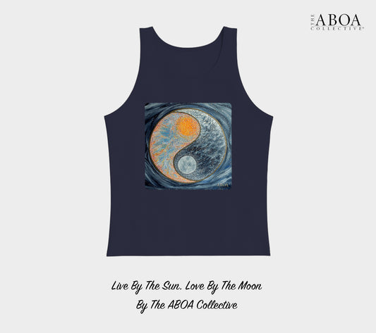 yin yang, sun and moon, artsy, artwork, tank top, unisex tank top, unisex, resort wear, fashion art, fashion design, activewear, lifestyle apparel, athletic wear