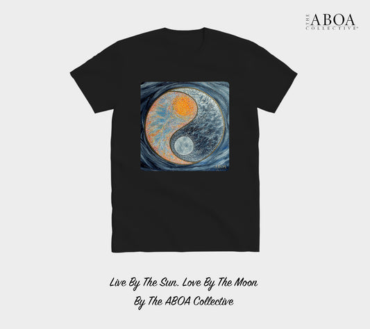 yin yang, sun and moon, artsy, artwork, tees, unisex t-shirt, t-shirt, unisex, resort wear, fashion art, fashion design, activewear, lifestyle apparel, athletic wear