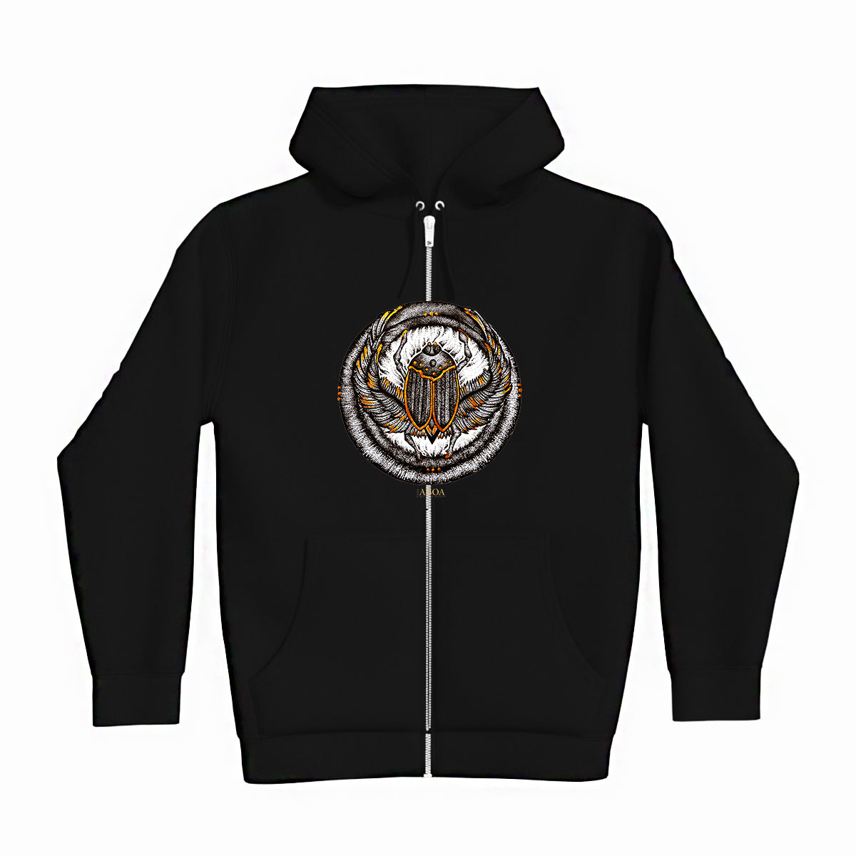 lifestyle apparel, casual clothing, unisex, stippled ink, ink art, pointillism, dot work, animal art, scarab, beetle, ink, black and white, stipple, hoodie, hoody, hoody season, winter wear, winter fashion, winter looks, fleece , streetwear