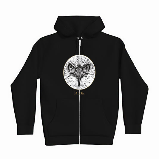 lifestyle apparel, casual clothing, unisex, stippled ink, ink art, pointillism, dot work, animal art, eagle, portrait, birds, birds of prey, hoody, hoodie, hoody season, fleece winter wear, winter fashion, winter looks, streetwear