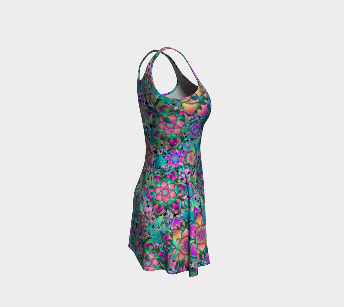 PURPLE TROPICAL FLARE DRESS