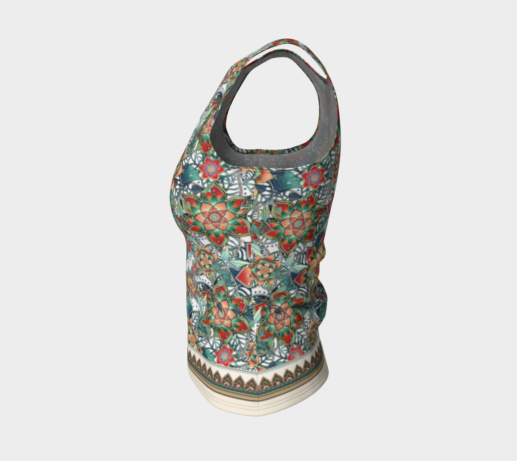 BEIGE TROPICAL SLIM FIT TANK