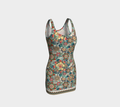 BEIGE TROPICAL BODYCON DRESS