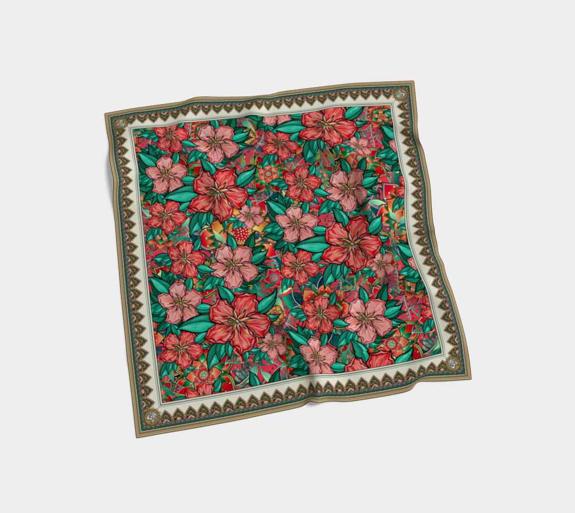 CORAL TROPICAL HIBISCUS SCARF