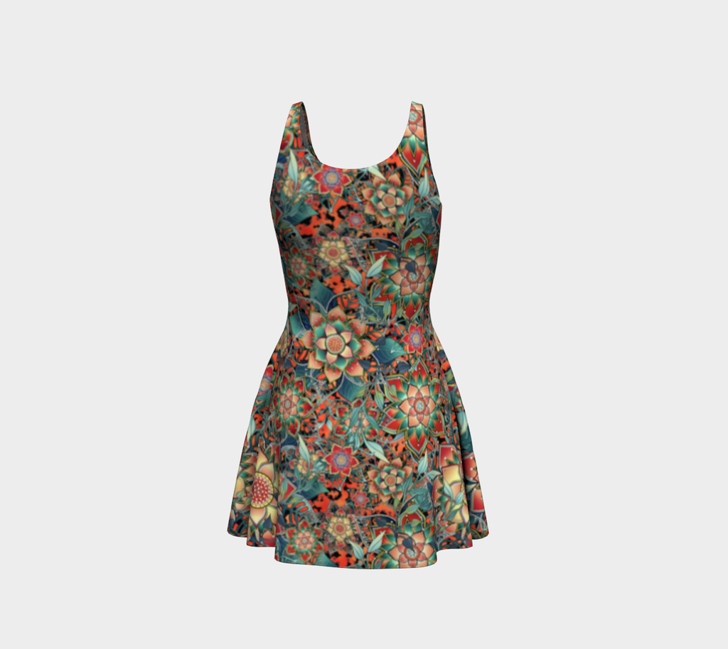 ORANGE TROPICAL FLARE DRESS