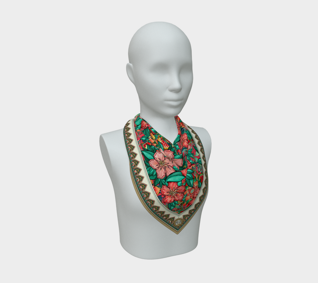 CORAL TROPICAL HIBISCUS SCARF