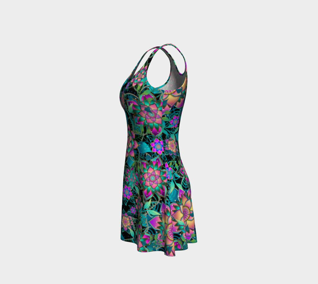 BLACK TROPICAL FLARE DRESS