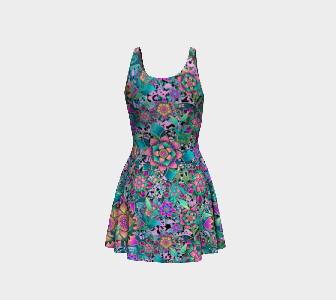 PURPLE TROPICAL FLARE DRESS