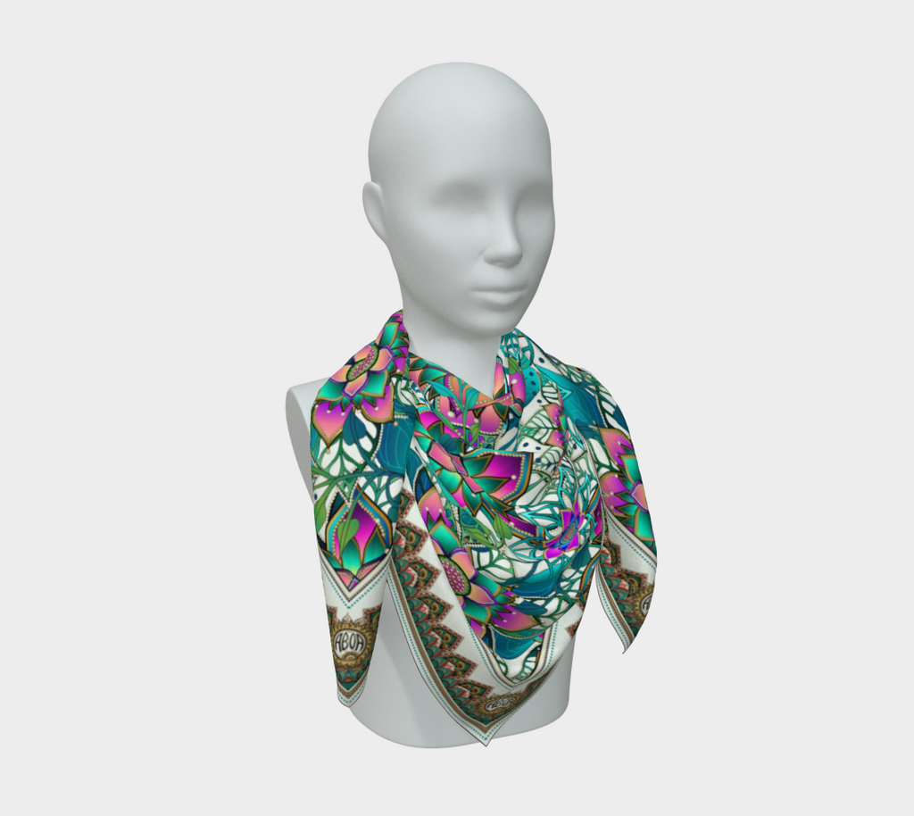 WHITE TROPICAL SCARF