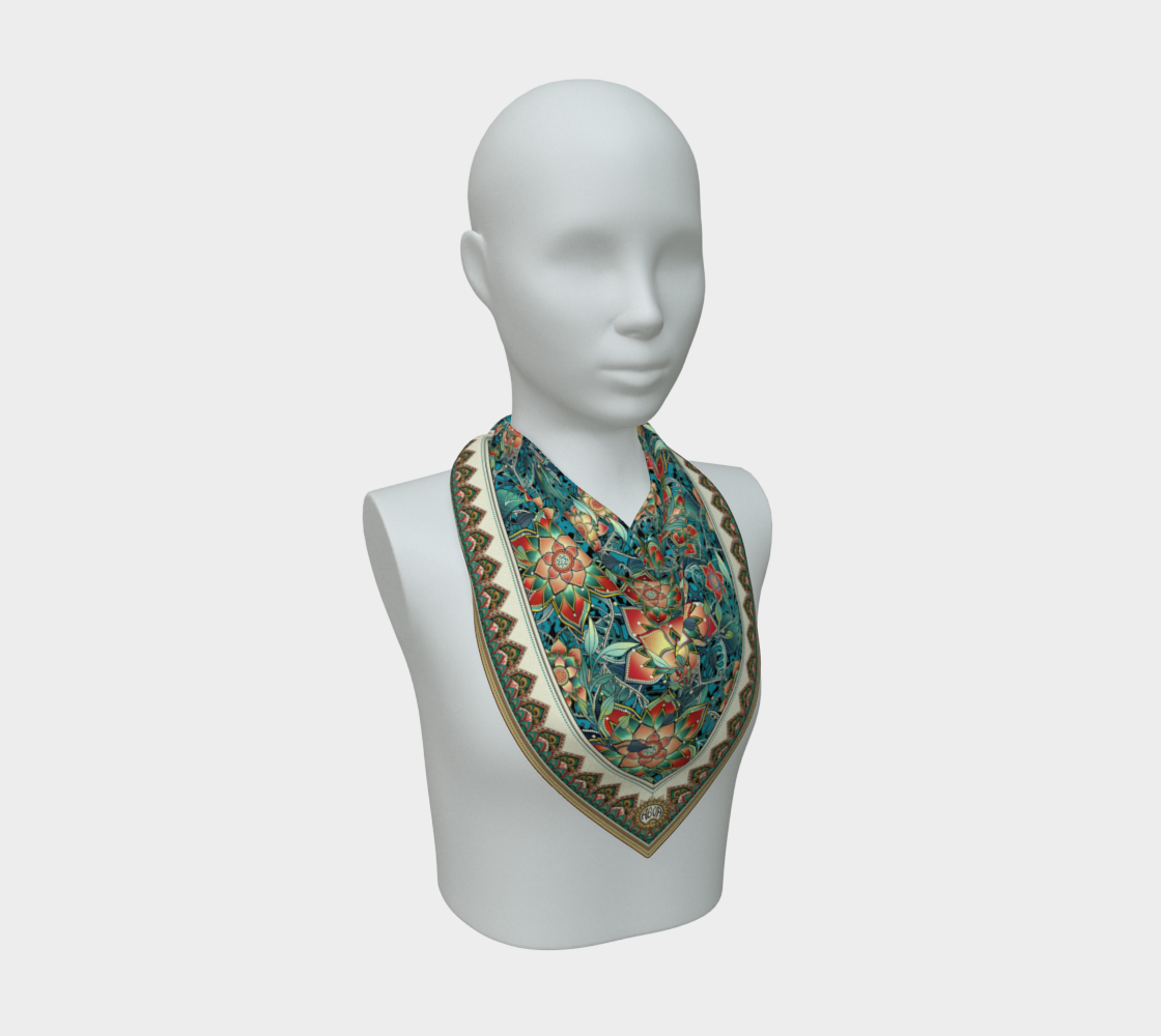 TEAL JAGUAR TROPICAL SCARF