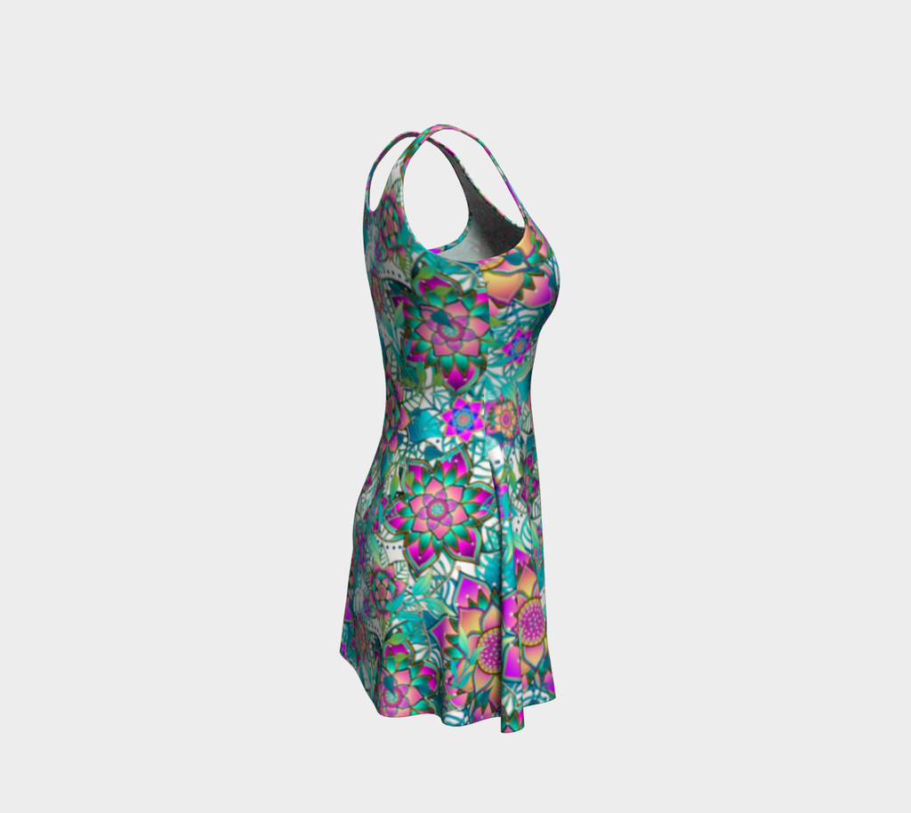 WHITE TROPICAL FLARE DRESS