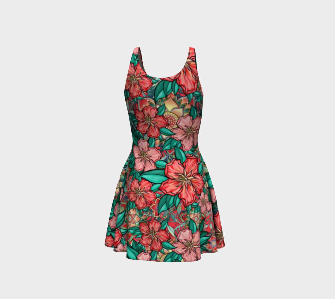 HIBISCUS RED TROPICAL FLARE DRESS