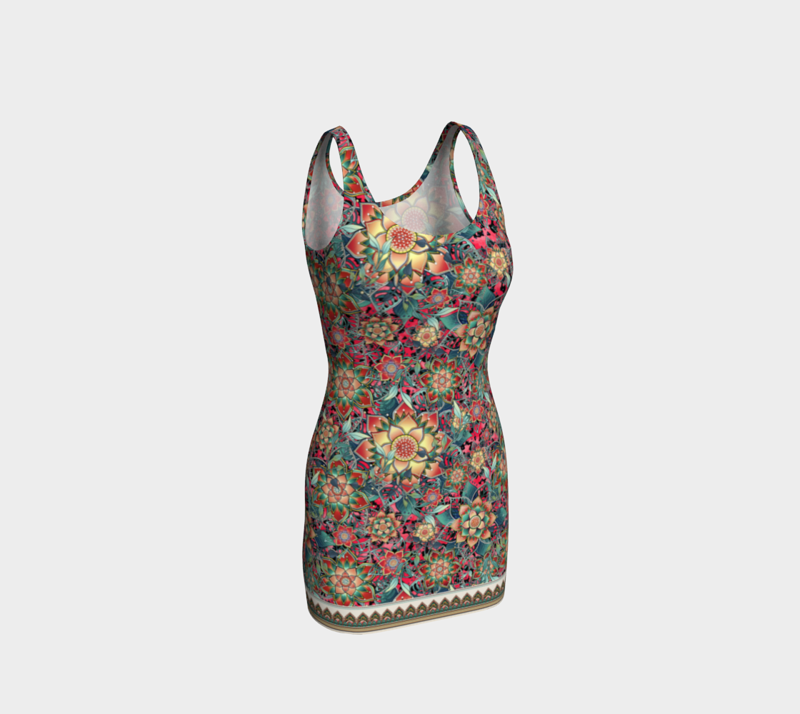 CORAL TROPICAL BODYCON DRESS