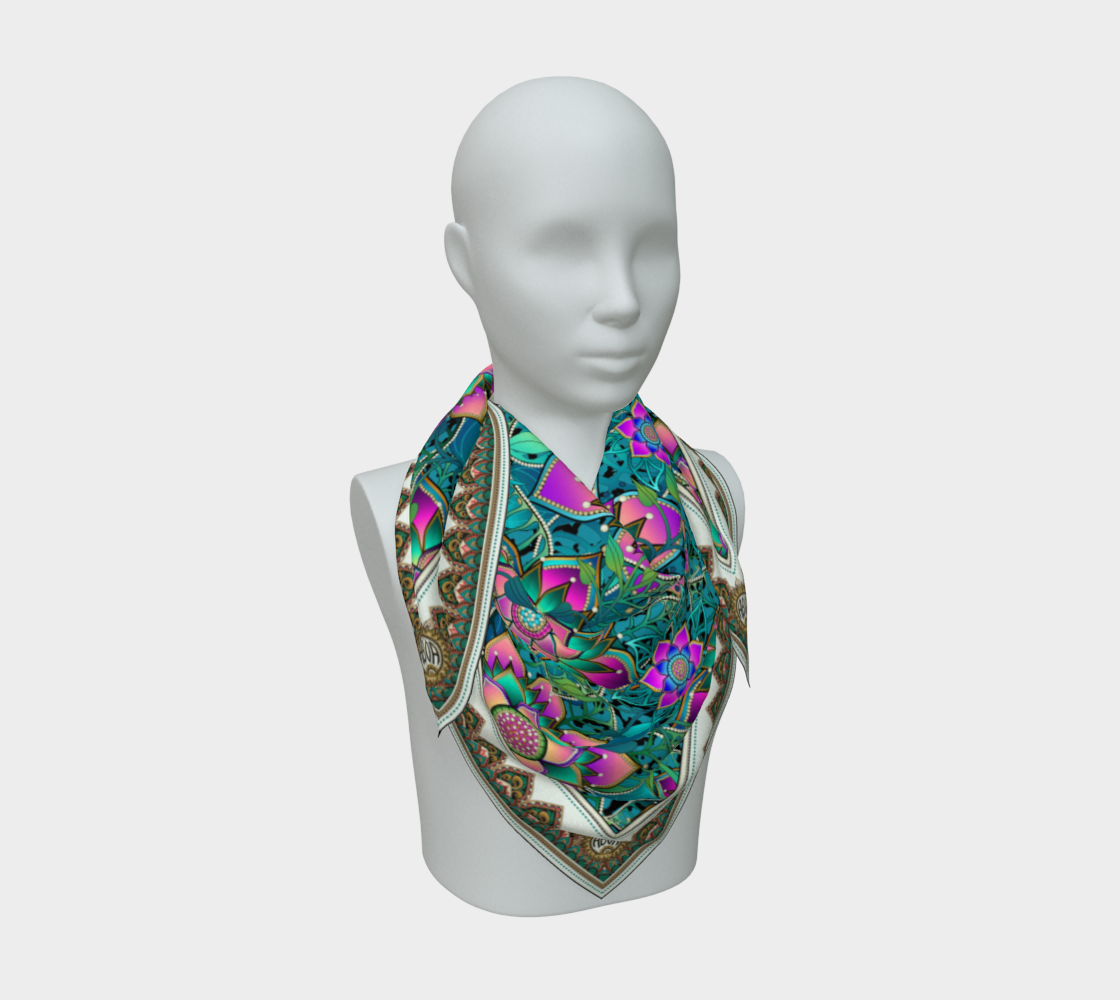 TEAL JAGUAR TROPICAL SCARF