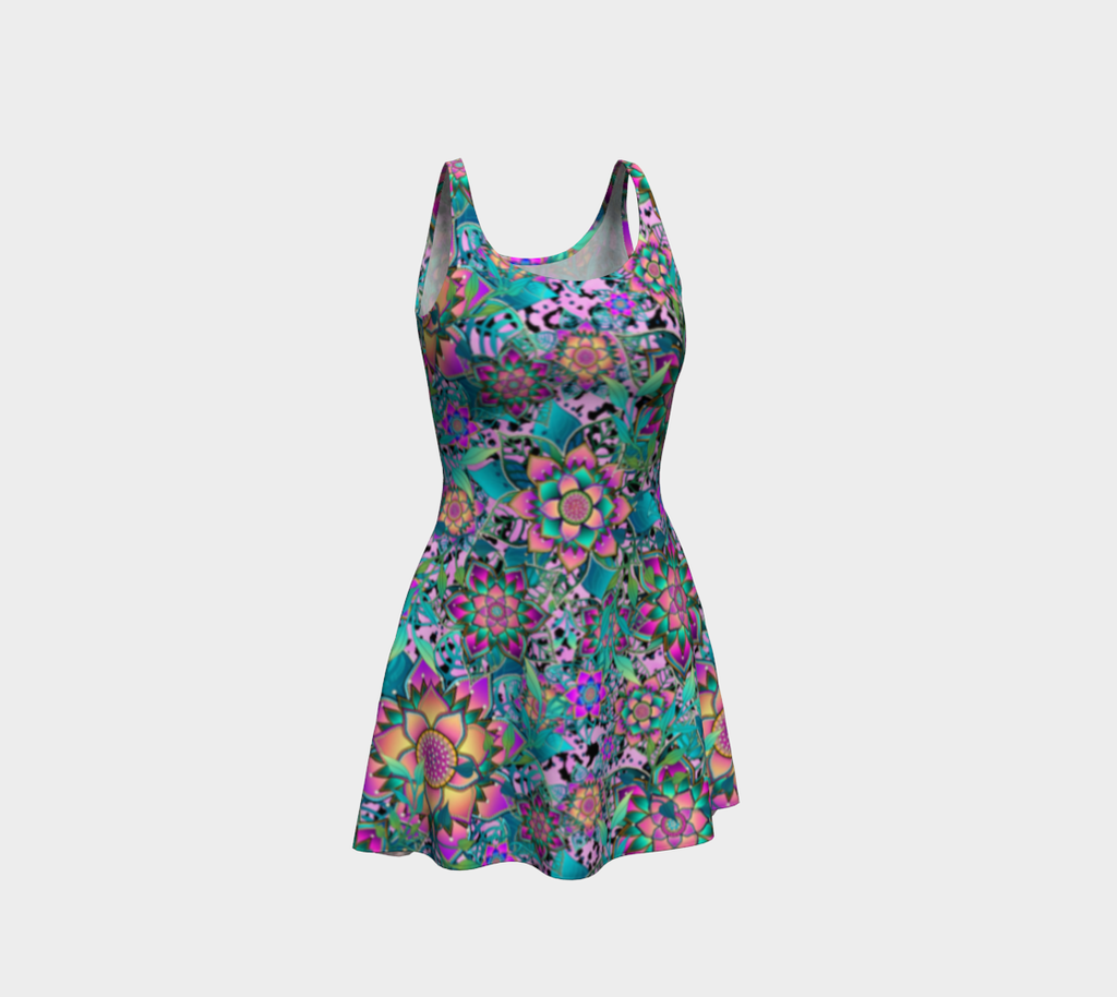 PURPLE TROPICAL FLARE DRESS