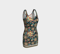 BLACK TROPICAL BODYCON DRESS