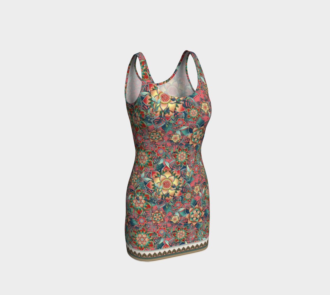 PINK TROPICAL BODYCON DRESS