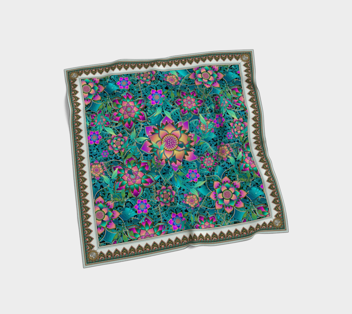 TEAL JAGUAR TROPICAL SCARF