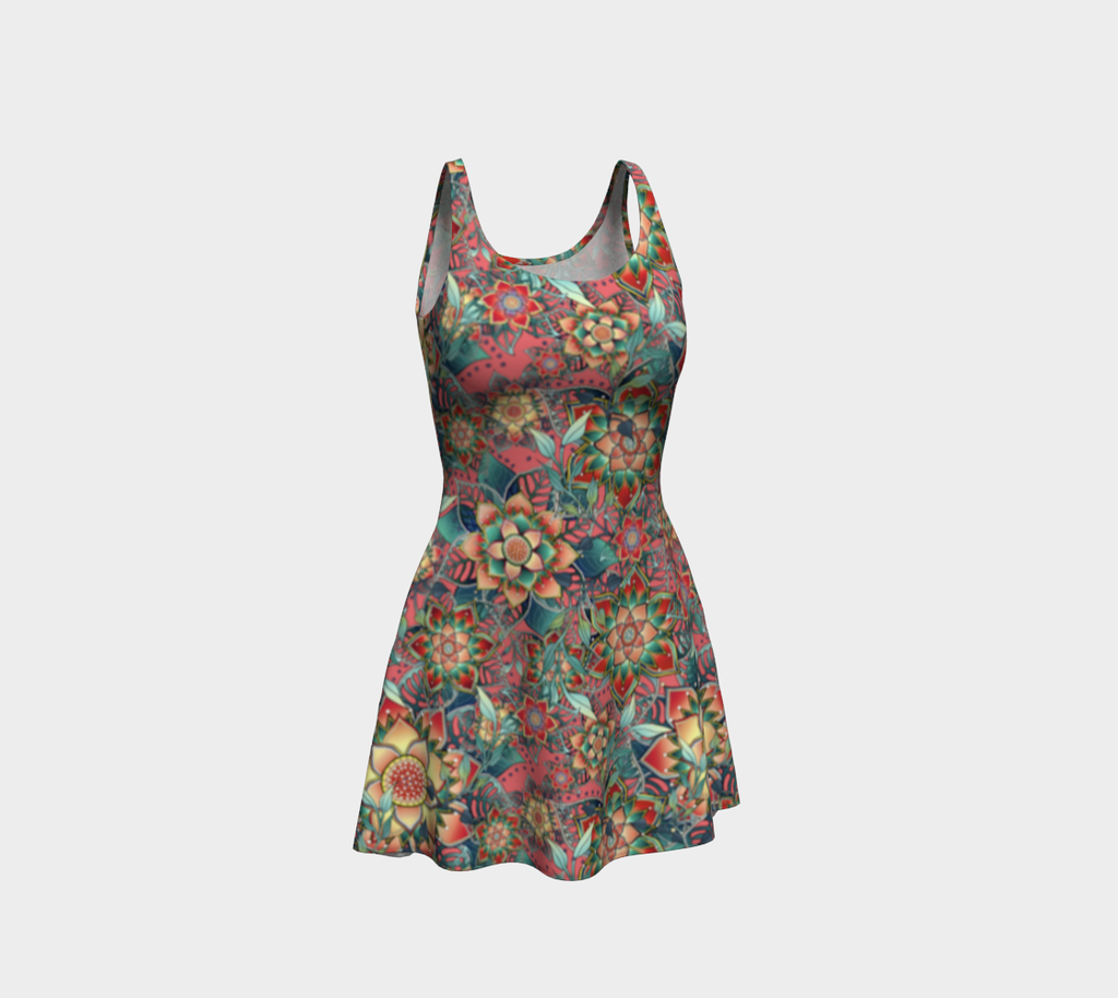 PINK TROPICAL FLARE DRESS