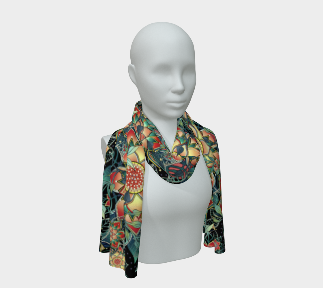 BLACK TROPICAL SCARF