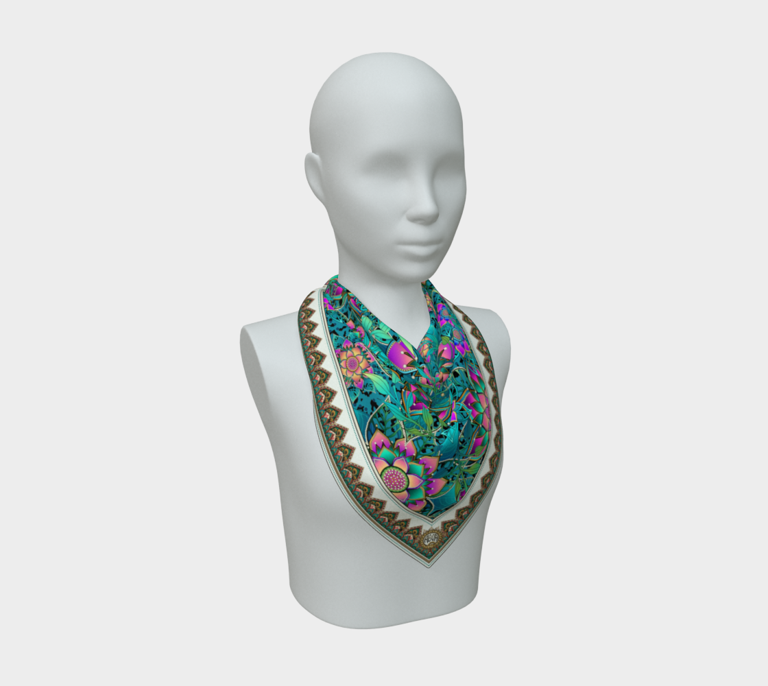 TEAL JAGUAR TROPICAL SCARF