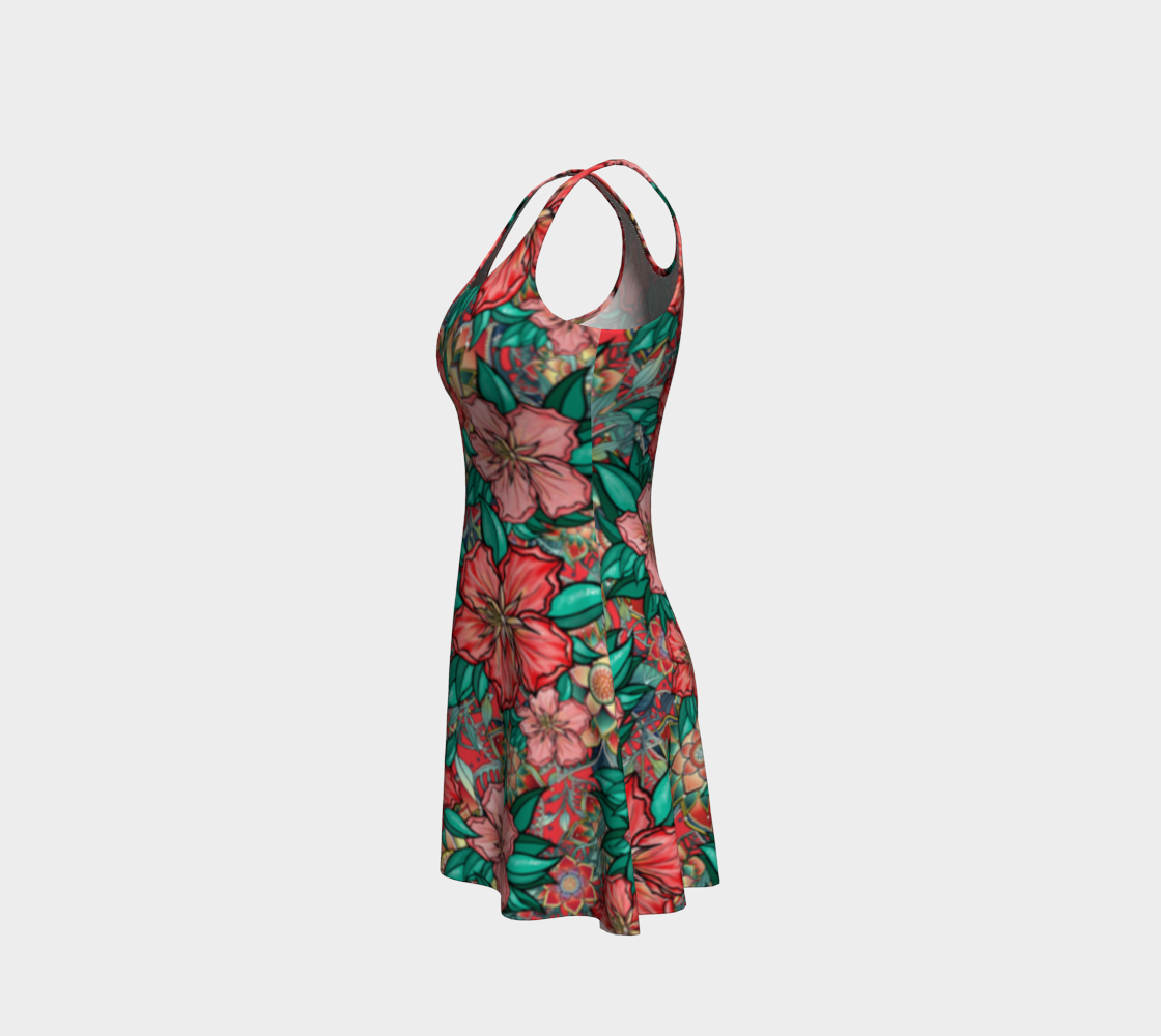HIBISCUS RED TROPICAL FLARE DRESS