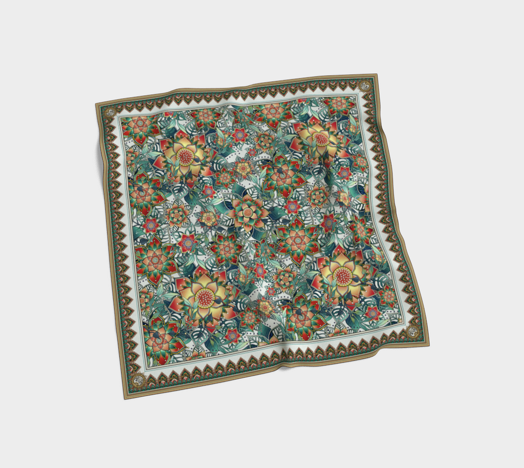 WHITE TROPICAL SCARF