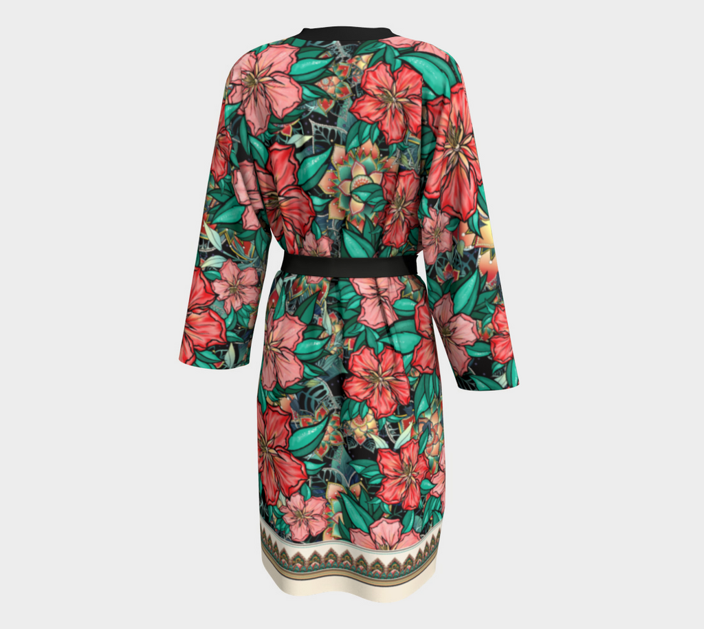 BLACK HIBISCUS TROPICAL PEIGNOIR