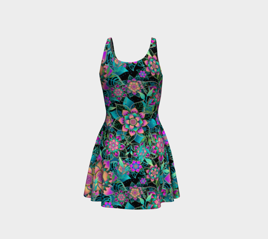 BLACK TROPICAL FLARE DRESS