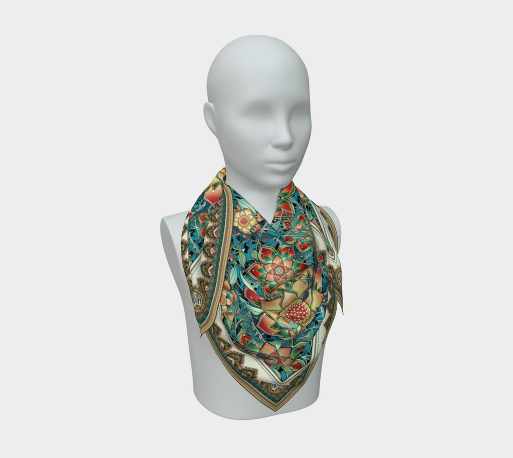 TEAL JAGUAR TROPICAL SCARF