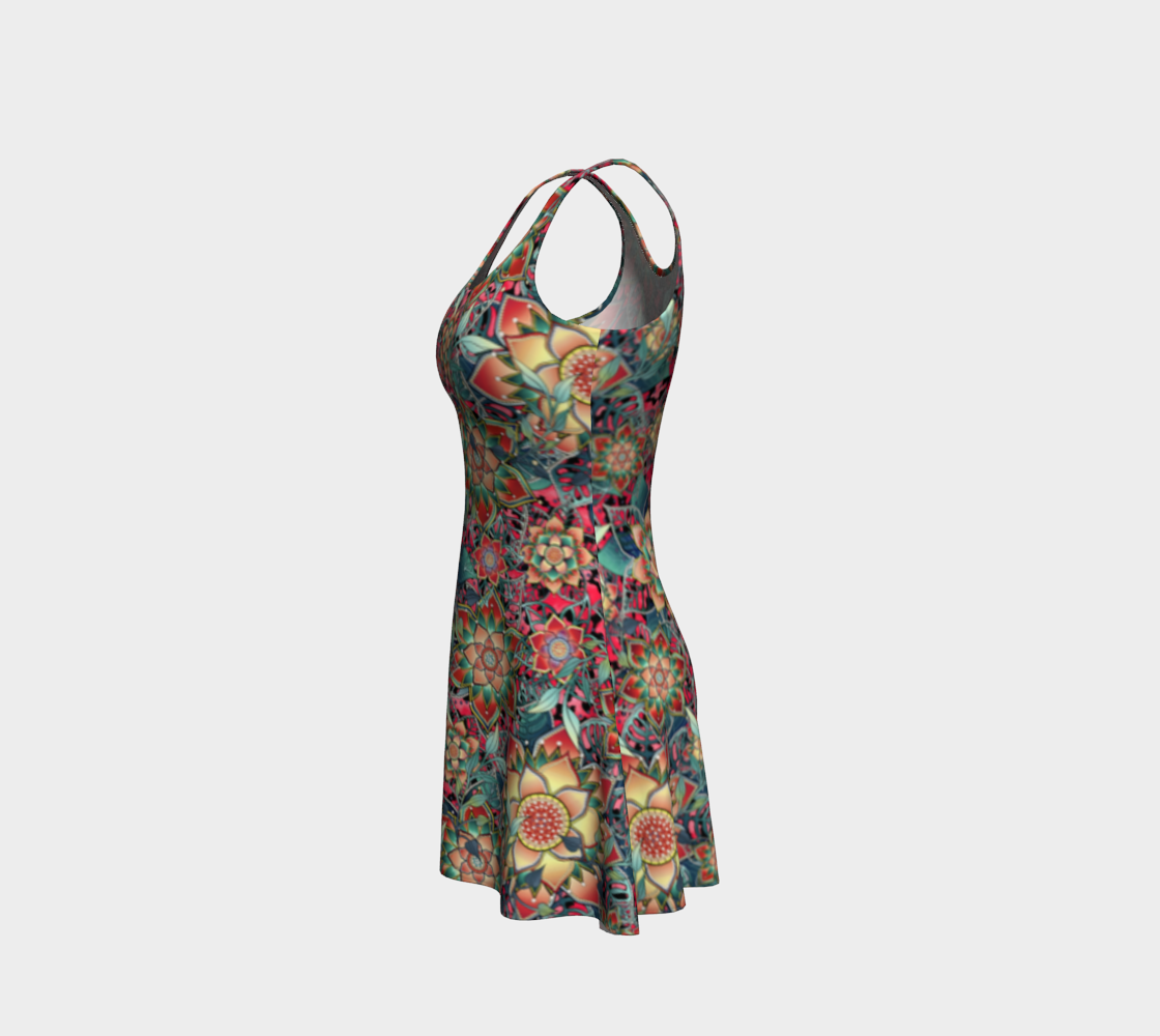 CORAL TROPICAL  ORANGE FLARE DRESS