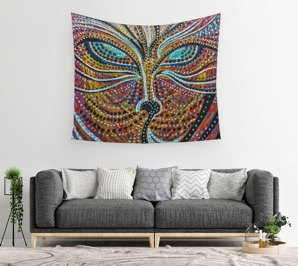TAPESTRY, WALL TAPESTRY, WALL ART, DECOR, HOME, ART PRINT, CONTEMPORARY ART, FOX, ANIMAL ART, ABSTRACT PORTRAIT, CONTEMPORARY ART, BOHO, CHIC