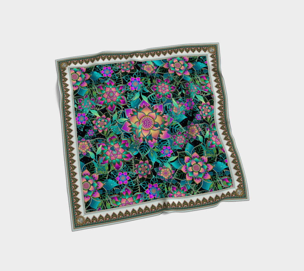 BLACK TROPICAL SCARF
