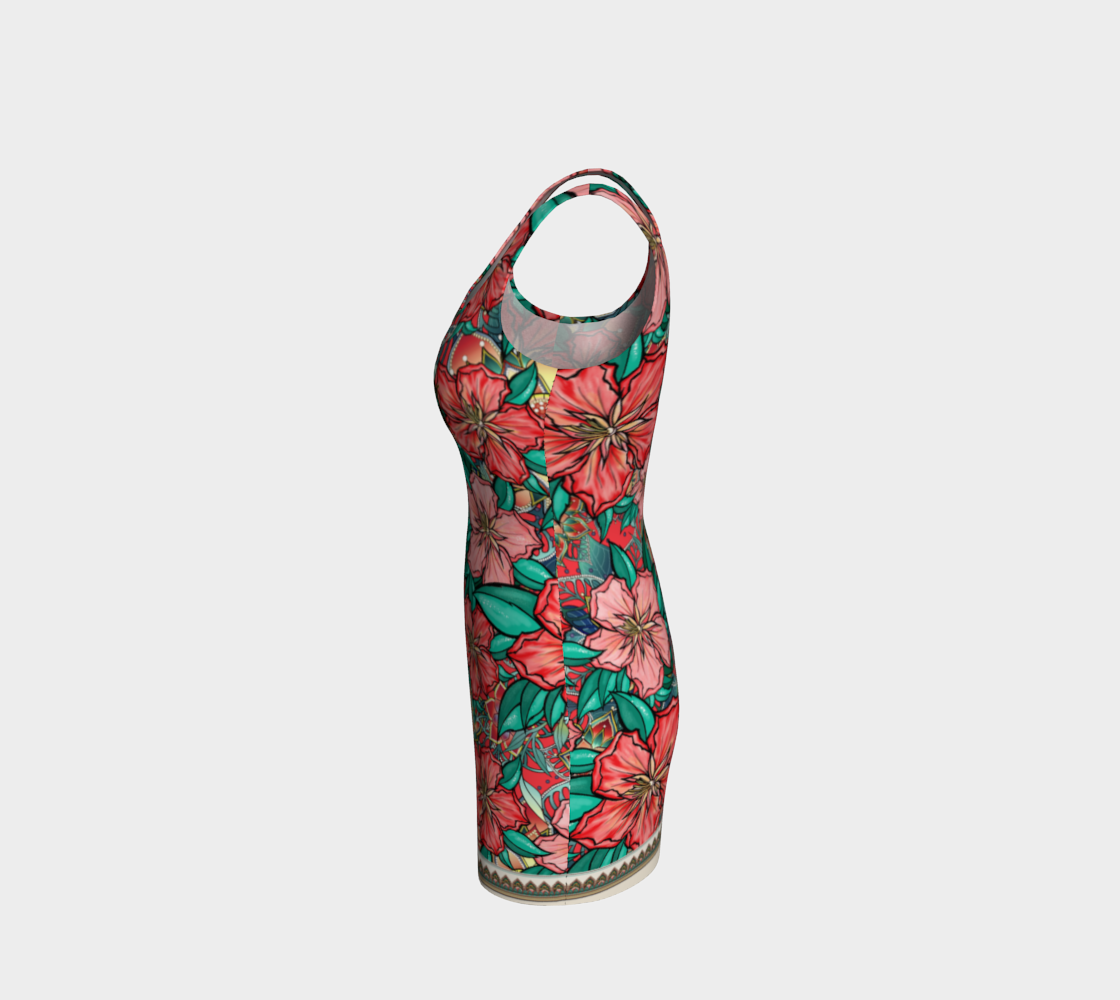ABOA RED HIBISCUS BODYCON