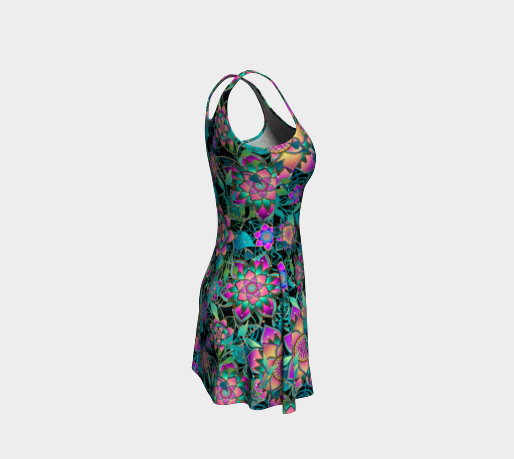 BLACK TROPICAL FLARE DRESS