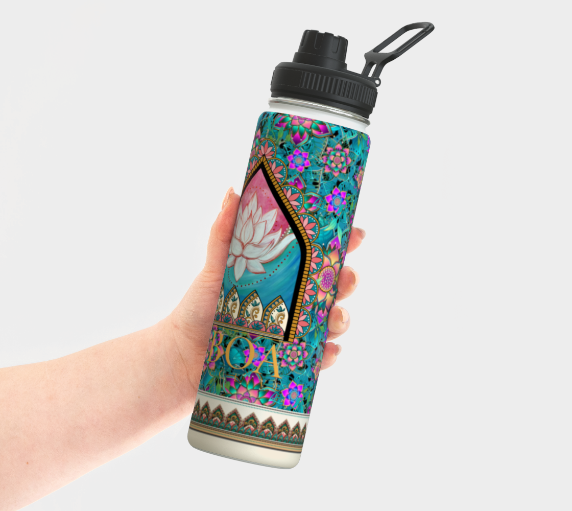 LOTUS TEAL TROPICAL WATER BOTTLE